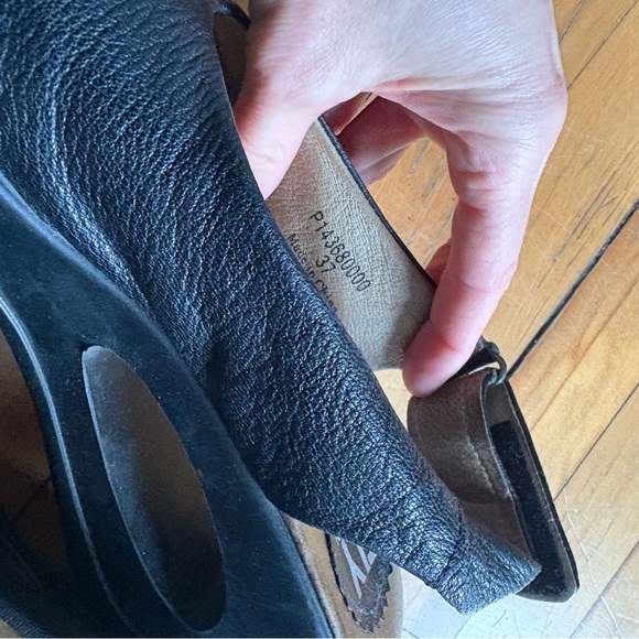 Fly London Sz 6.5 (37) Black Leather Open Toes Lagenlook Wedge Sandals - Picture 6 of 9